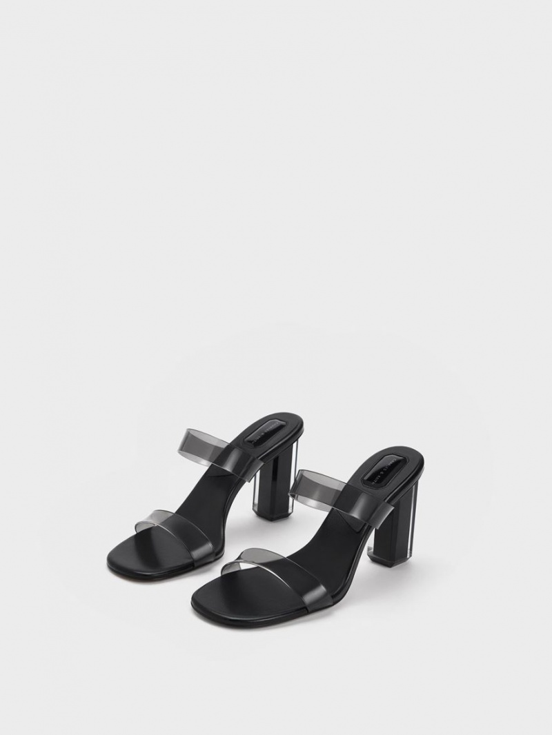 Mules Charles & Keith Fia Geometric Heel Negrii | 032JTHVDP