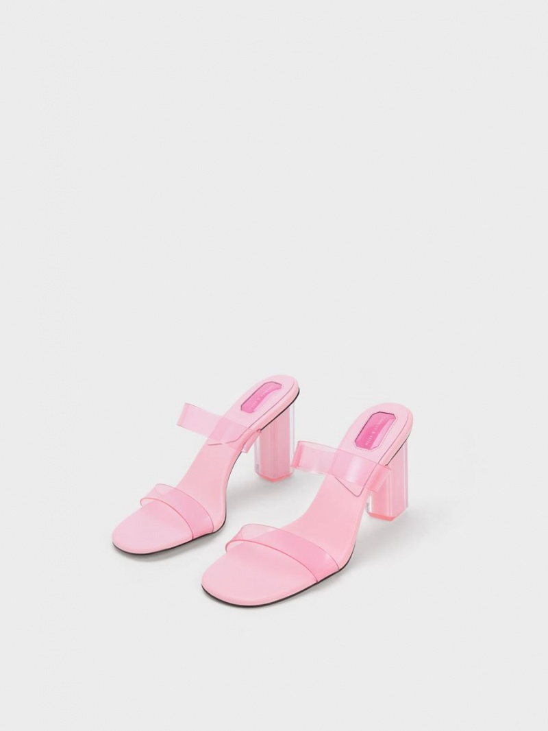 Mules Charles & Keith Fia Geometric Heel Roz Deschis | 605XCFWSP