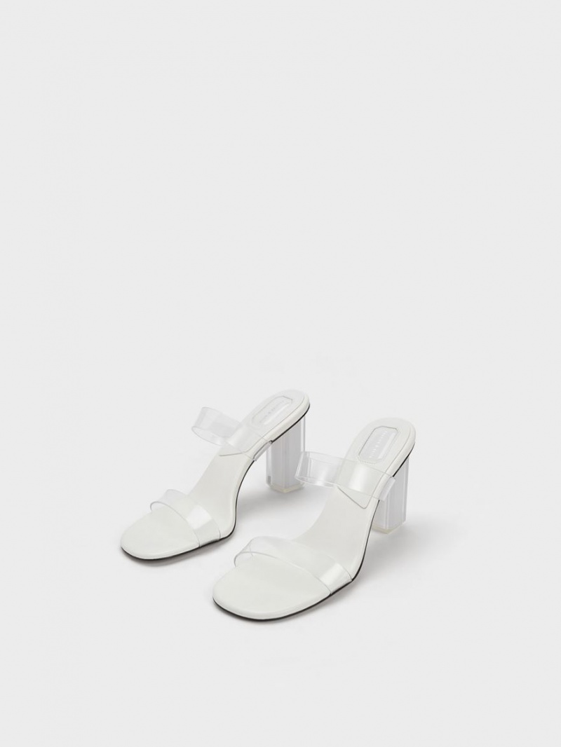 Mules Charles & Keith Fia Geometric Heel Albi | 621DUVPLA