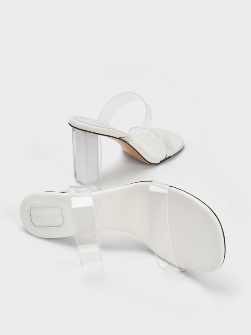 Mules Charles & Keith Fia Geometric Heel Albi | 621DUVPLA