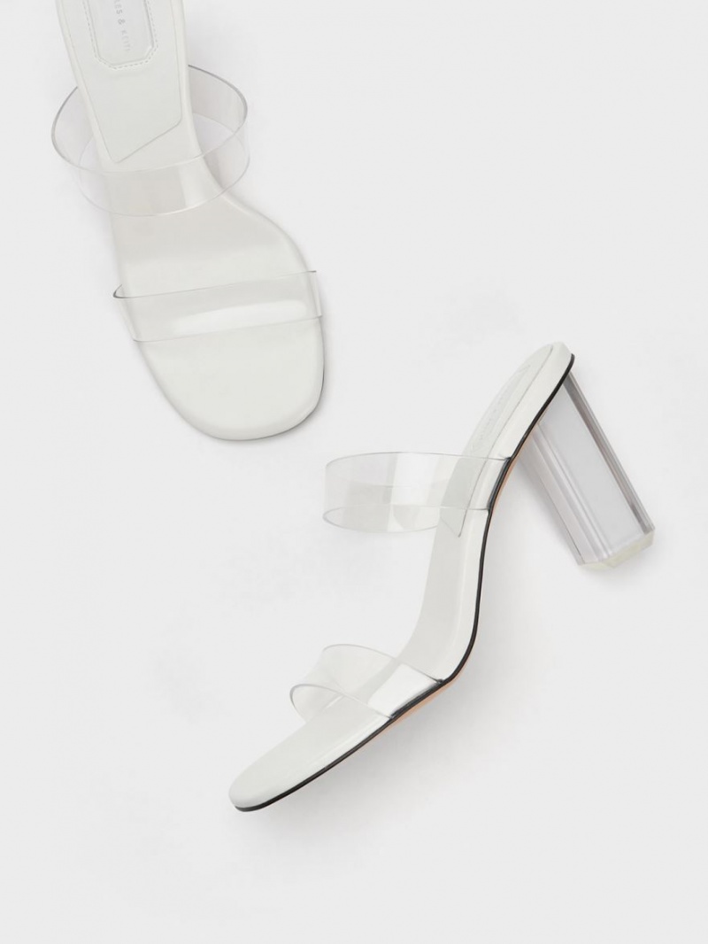 Mules Charles & Keith Fia Geometric Heel Albi | 621DUVPLA