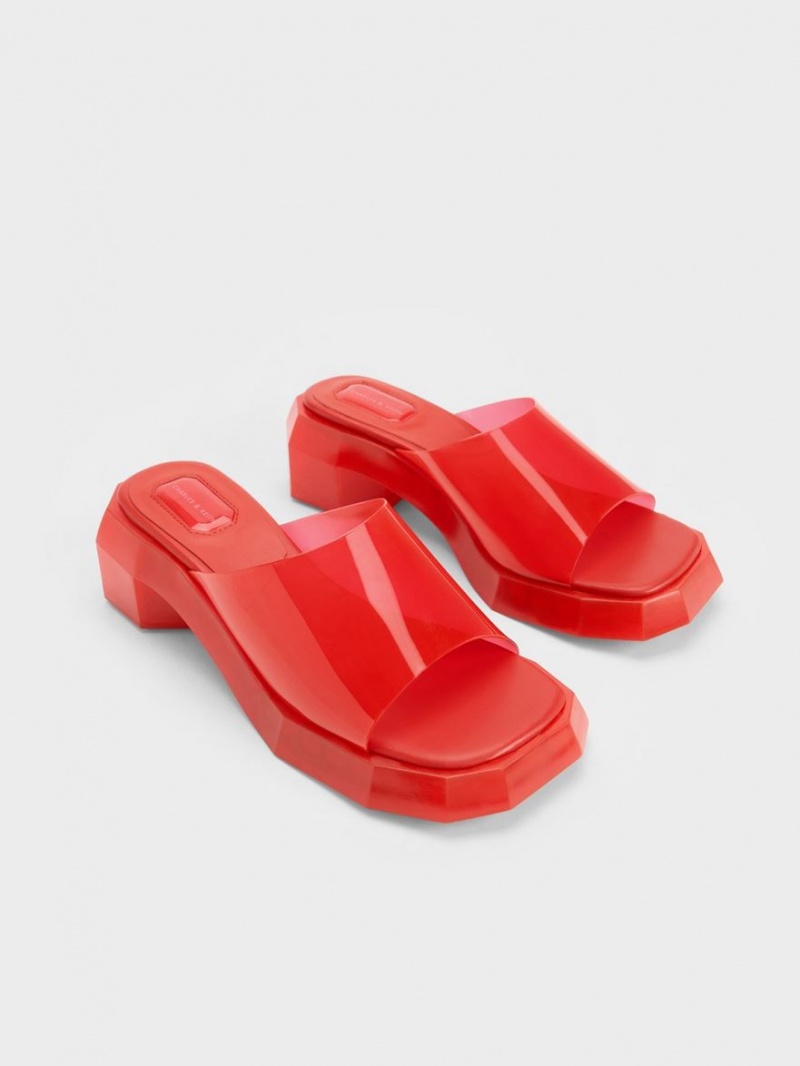 Mules Charles & Keith Fia See-Through Geometric Rosii | 507ZKJHXW