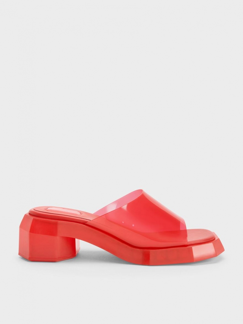 Mules Charles & Keith Fia See-Through Geometric Rosii | 507ZKJHXW