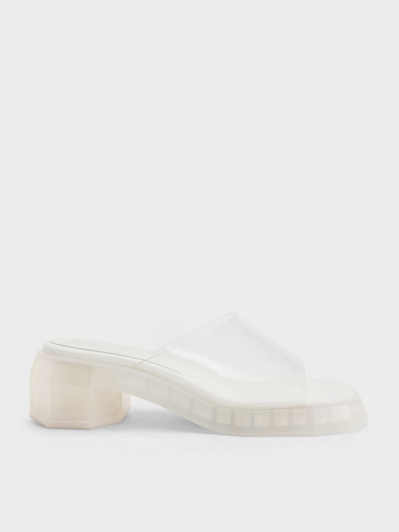 Mules Charles & Keith Fia See-Through Geometric Albi | 687IMFYPZ