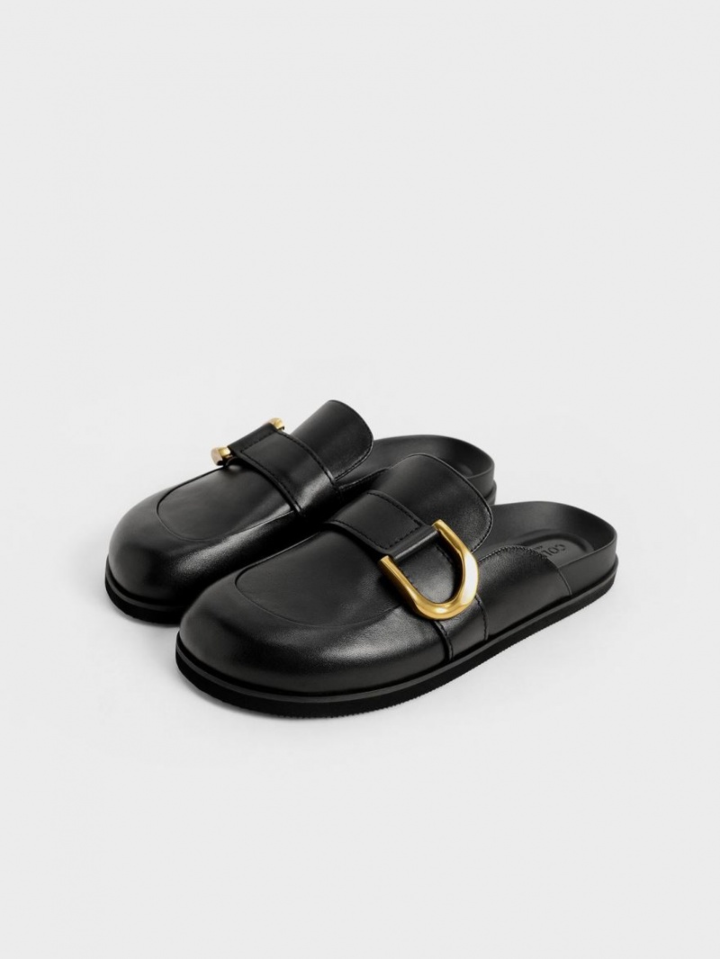 Mules Charles & Keith Gabine Buckled Piele Loafer​ Negrii | 781EBRDFO