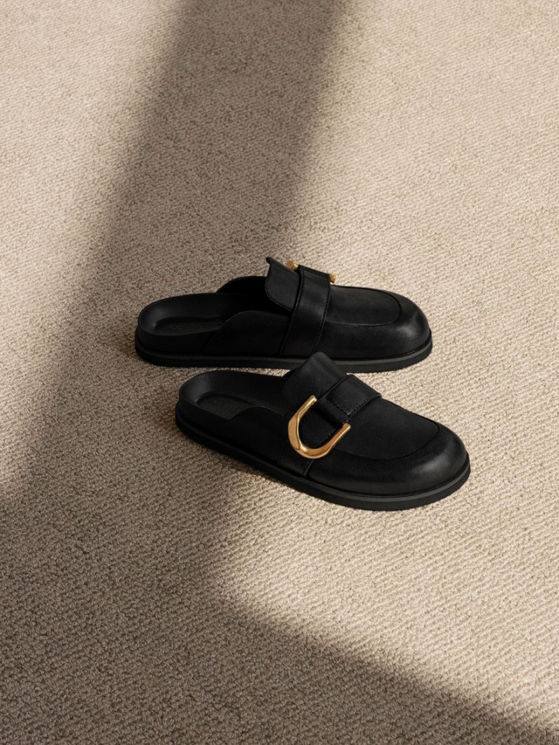 Mules Charles & Keith Gabine Buckled Piele Loafer​ Negrii | 781EBRDFO
