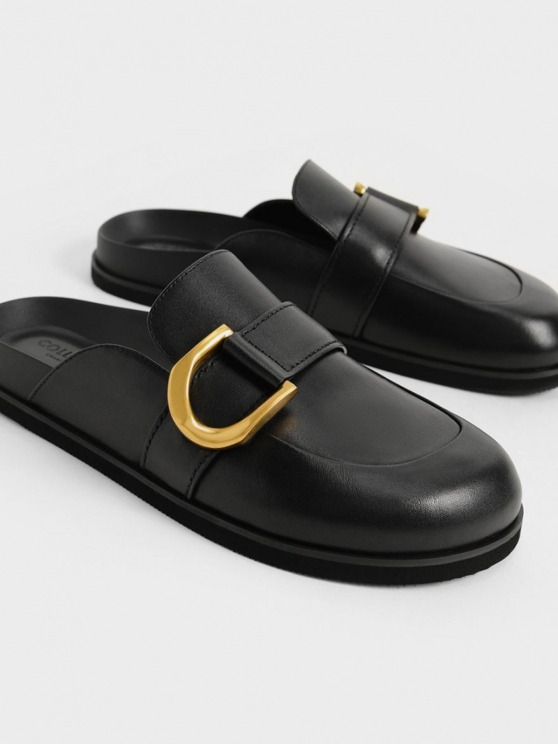 Mules Charles & Keith Gabine Buckled Piele Loafer​ Negrii | 781EBRDFO