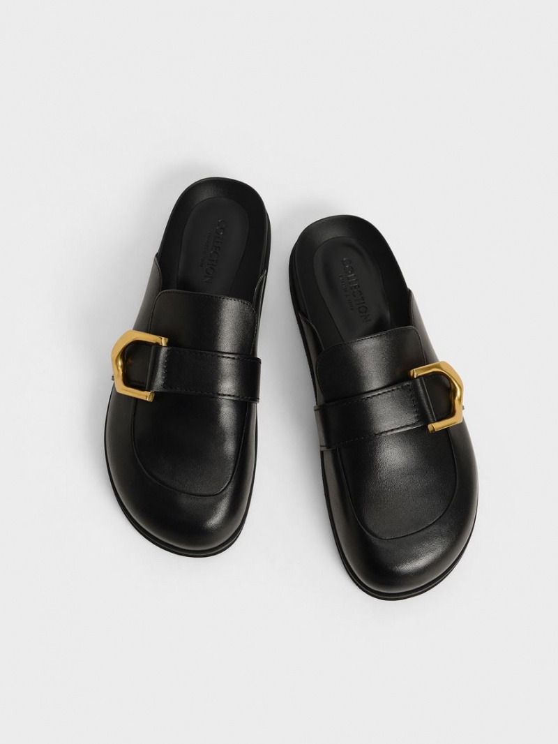 Mules Charles & Keith Gabine Buckled Piele Loafer​ Negrii | 781EBRDFO