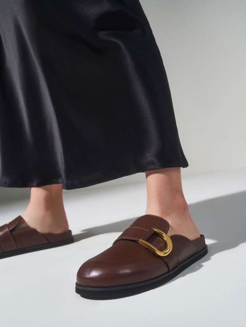 Mules Charles & Keith Gabine Buckled Piele Loafer​ Maro | 593IWBKZM