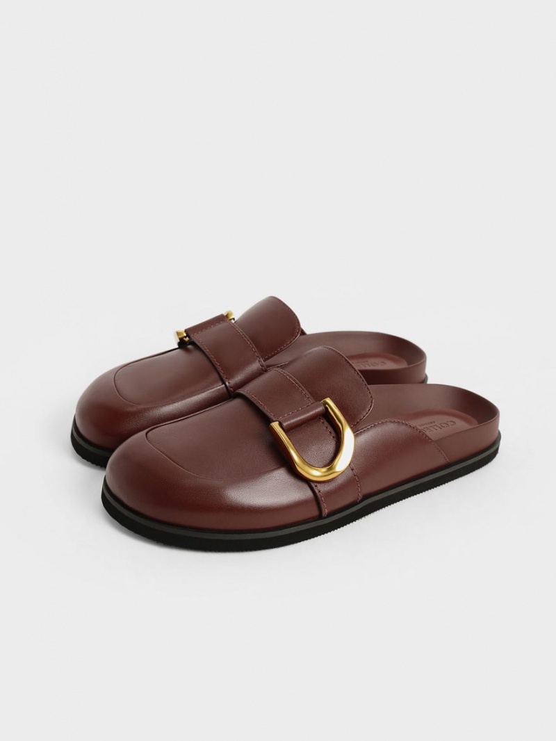 Mules Charles & Keith Gabine Buckled Piele Loafer​ Maro | 593IWBKZM