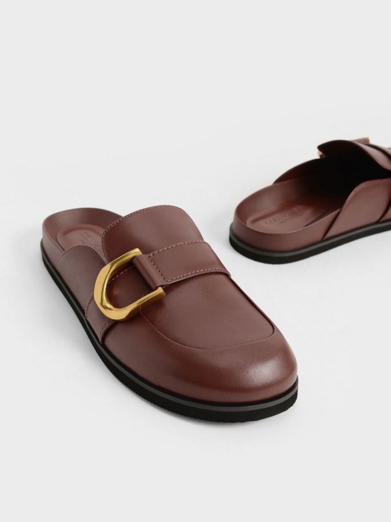Mules Charles & Keith Gabine Buckled Piele Loafer​ Maro | 593IWBKZM