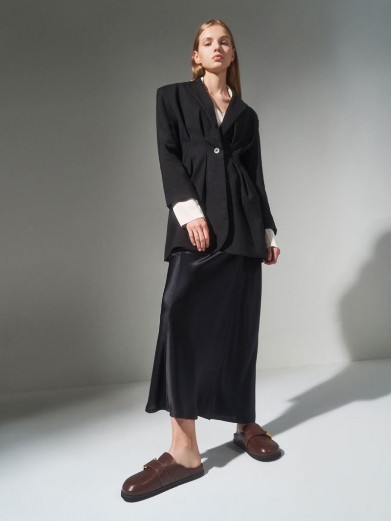Mules Charles & Keith Gabine Buckled Piele Loafer​ Maro | 593IWBKZM