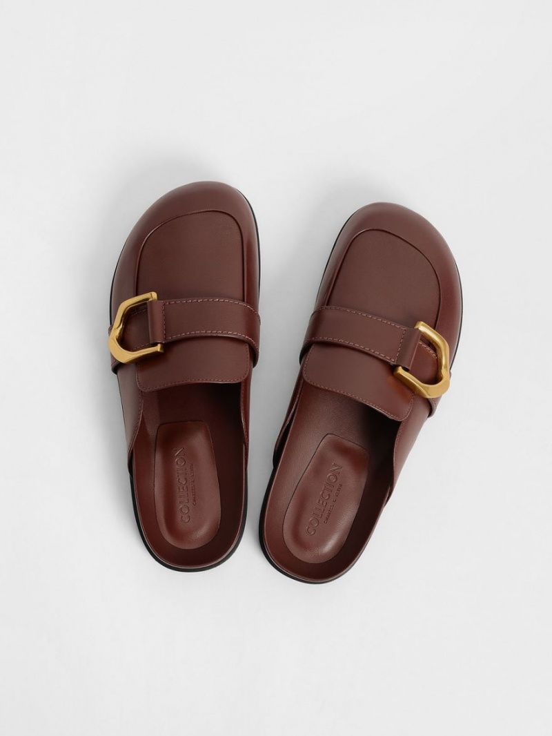 Mules Charles & Keith Gabine Buckled Piele Loafer​ Maro | 593IWBKZM