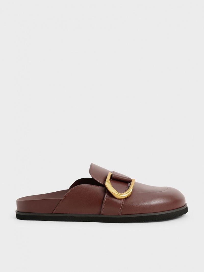 Mules Charles & Keith Gabine Buckled Piele Loafer​ Maro | 593IWBKZM