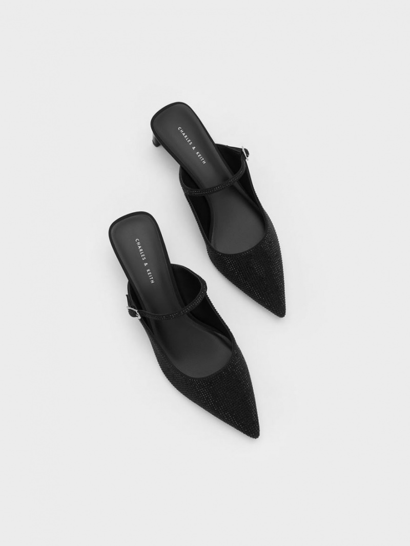 Mules Charles & Keith Gem-Embellished Blade Heel Negrii | 309DHASIX