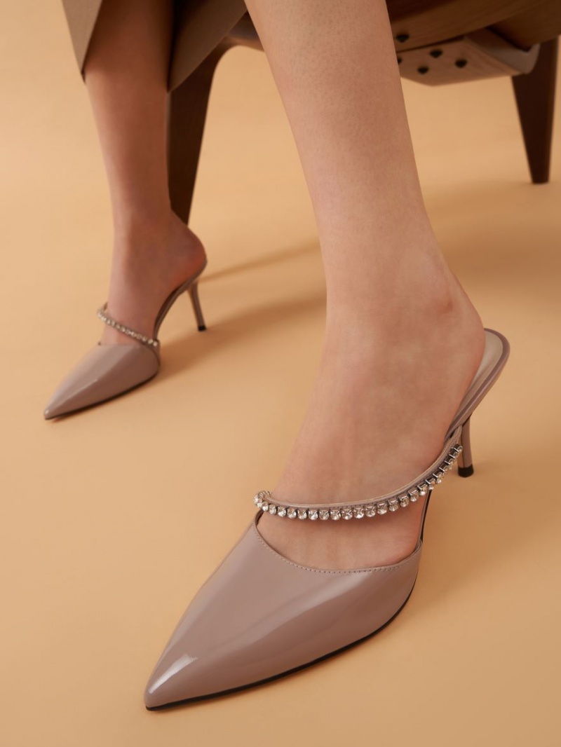 Mules Charles & Keith Gem-Encrusted Lacuita Violet | 045CYSDOH
