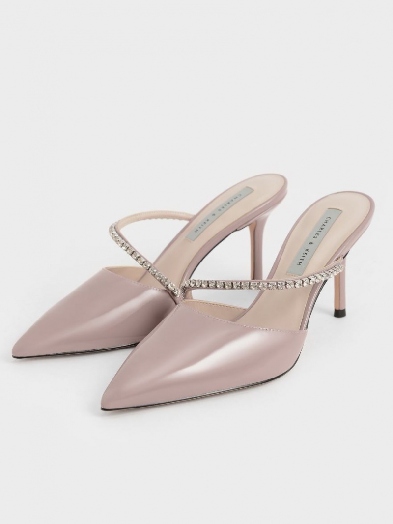 Mules Charles & Keith Gem-Encrusted Lacuita Violet | 045CYSDOH
