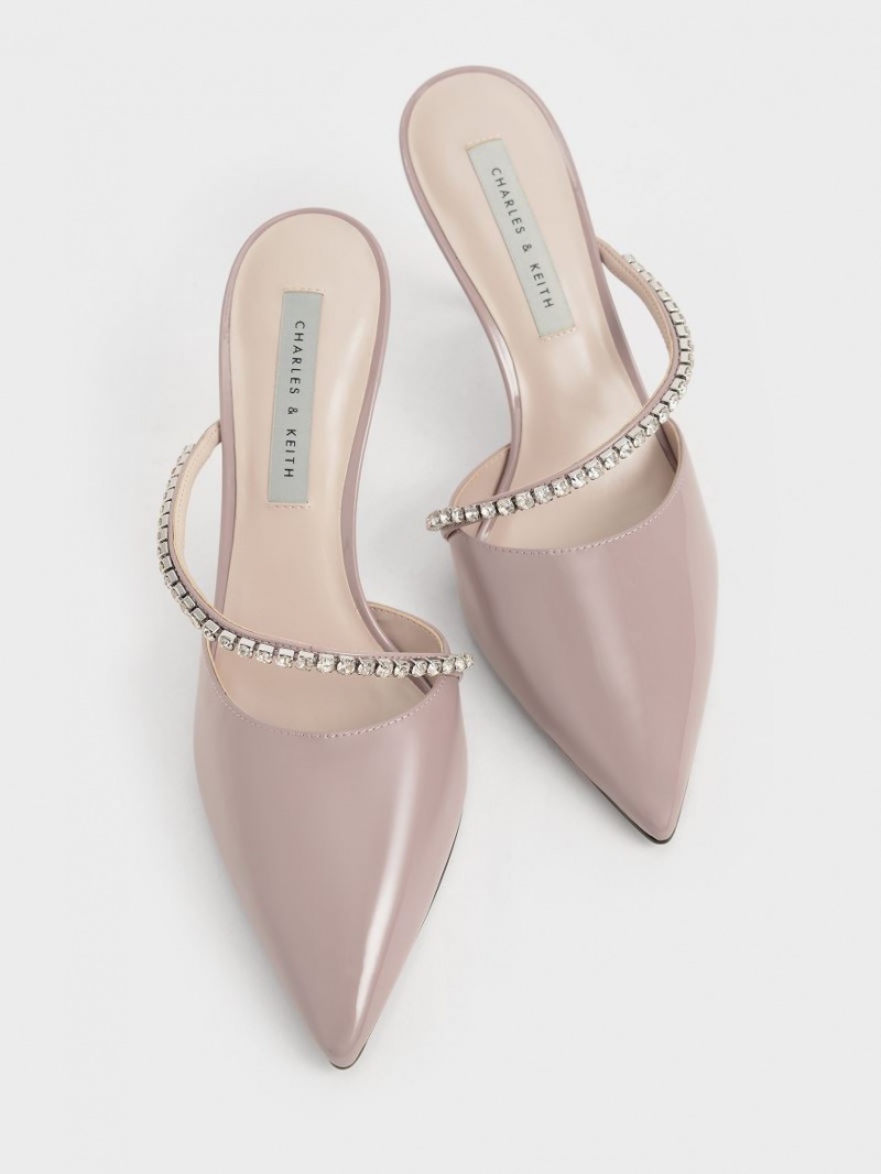 Mules Charles & Keith Gem-Encrusted Lacuita Violet | 045CYSDOH