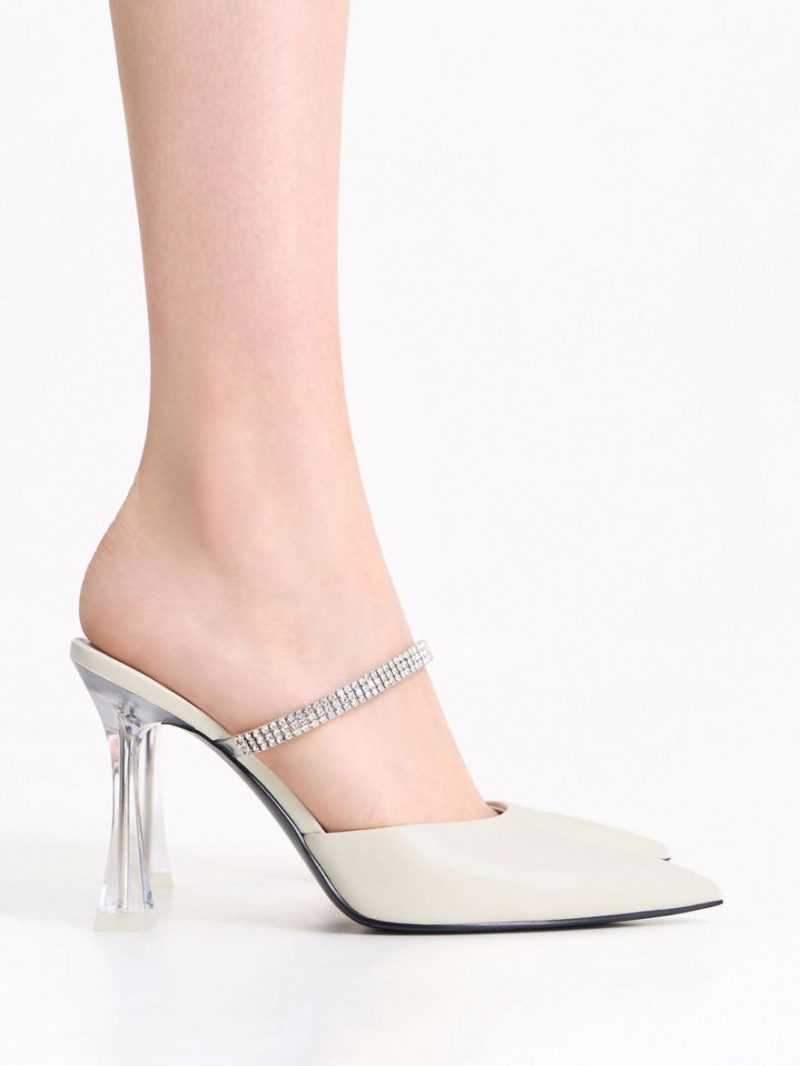 Mules Charles & Keith Gem Curea Albi | 297NLSECO