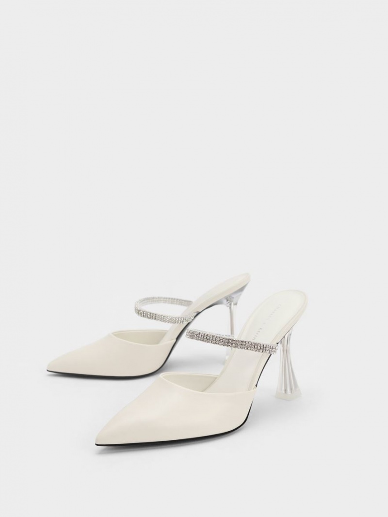 Mules Charles & Keith Gem Curea Albi | 297NLSECO