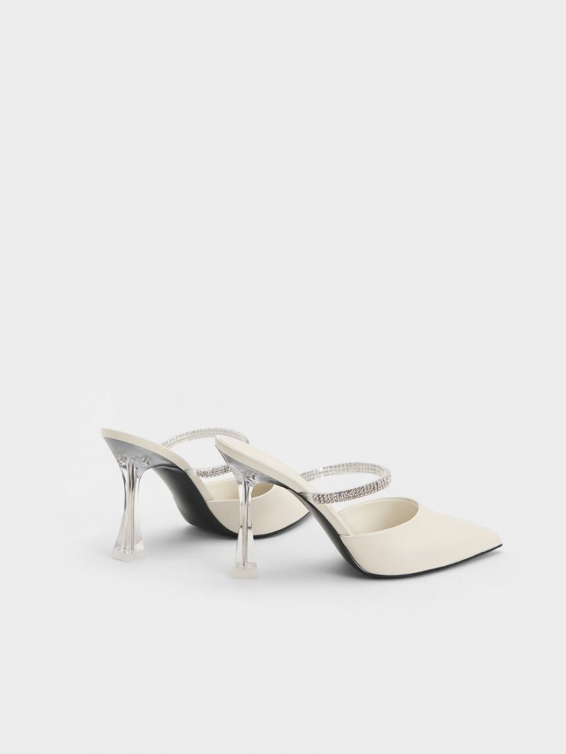 Mules Charles & Keith Gem Curea Albi | 297NLSECO