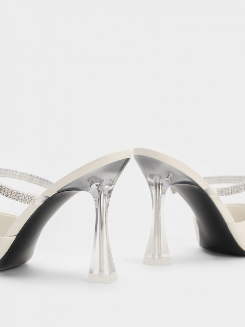 Mules Charles & Keith Gem Curea Albi | 297NLSECO