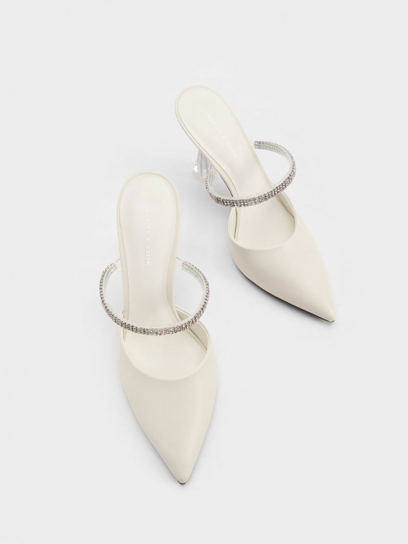Mules Charles & Keith Gem Curea Albi | 297NLSECO