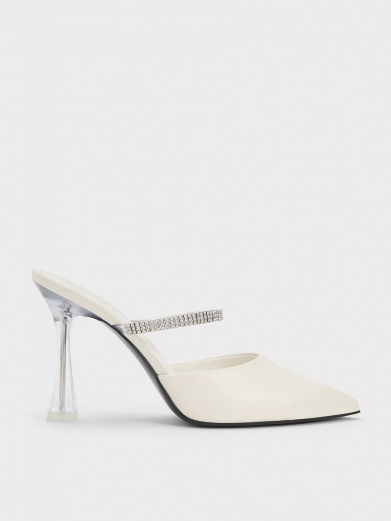 Mules Charles & Keith Gem Curea Albi | 297NLSECO
