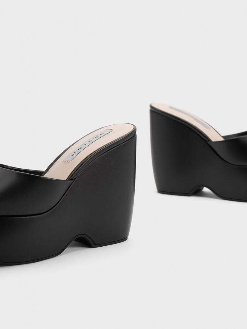 Mules Charles & Keith Grosolan Platforma Wedge Negrii | 725DZKERU