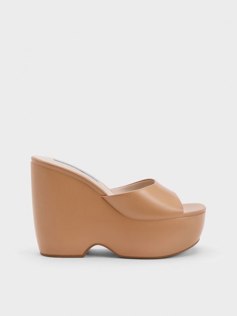 Mules Charles & Keith Grosolan Platforma Wedge Maro | 908YWHLDI