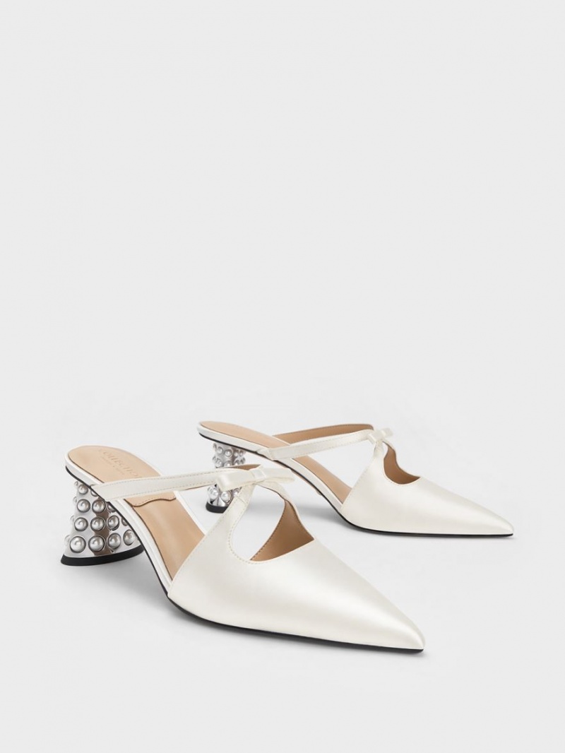 Mules Charles & Keith Jacinda Beaded Heel Bow Albi | 057WLOXNU