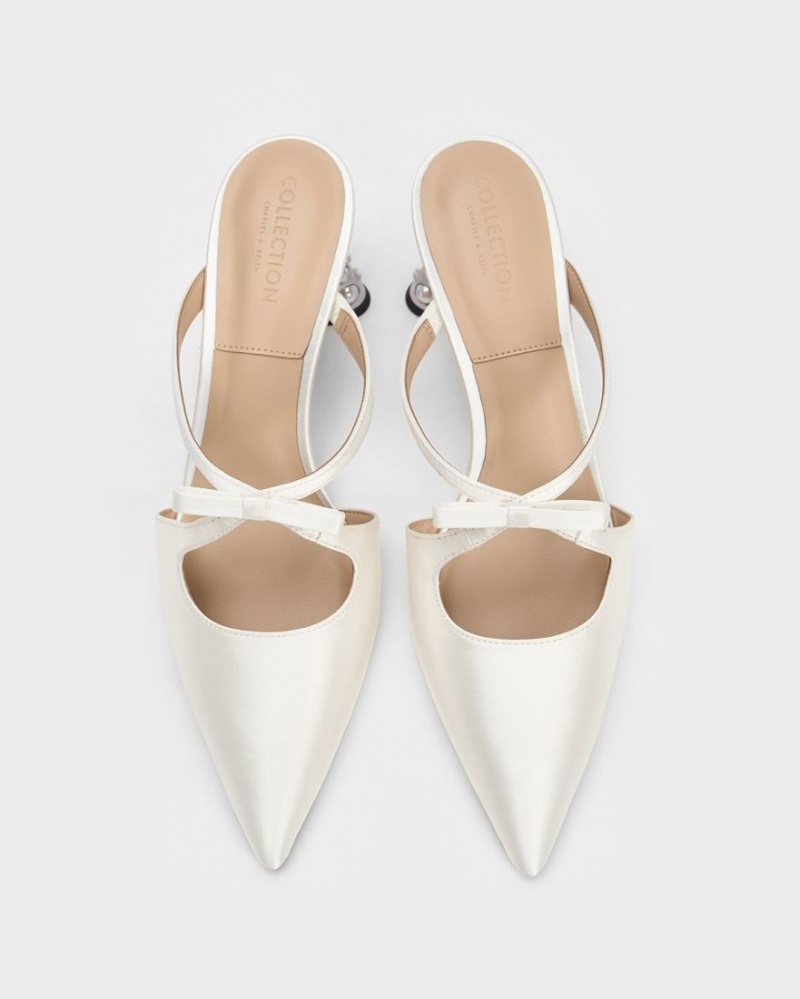 Mules Charles & Keith Jacinda Beaded Heel Bow Albi | 057WLOXNU
