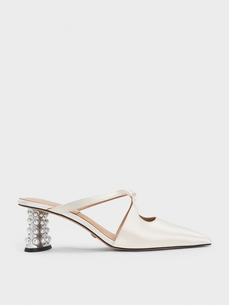 Mules Charles & Keith Jacinda Beaded Heel Bow Albi | 057WLOXNU