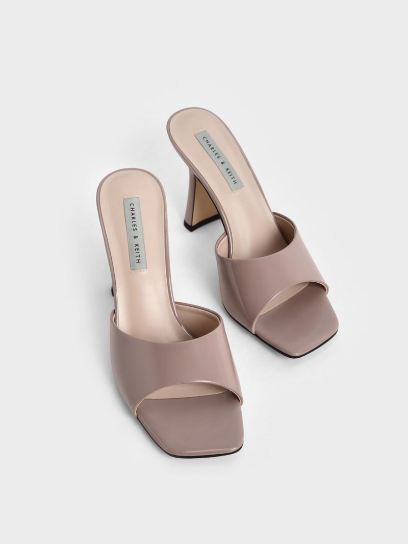 Mules Charles & Keith Lacuita Square Bombeu Toc Maro | 048MFVPNY