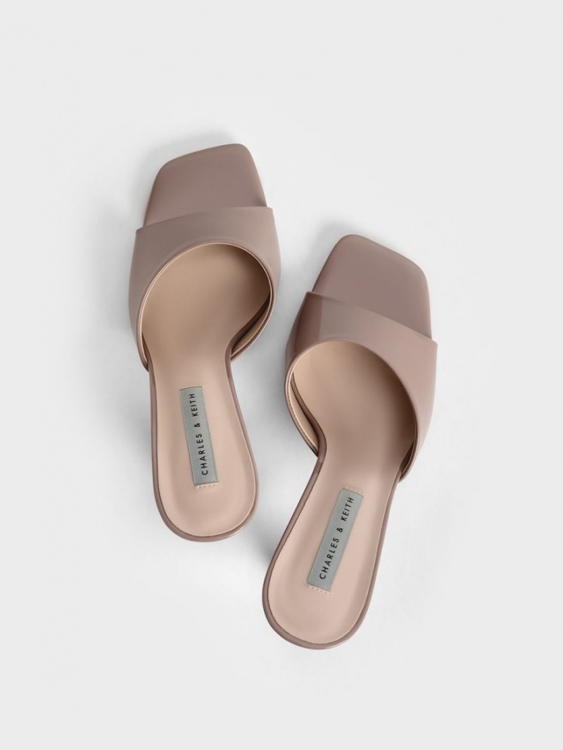 Mules Charles & Keith Lacuita Square Bombeu Toc Maro | 048MFVPNY