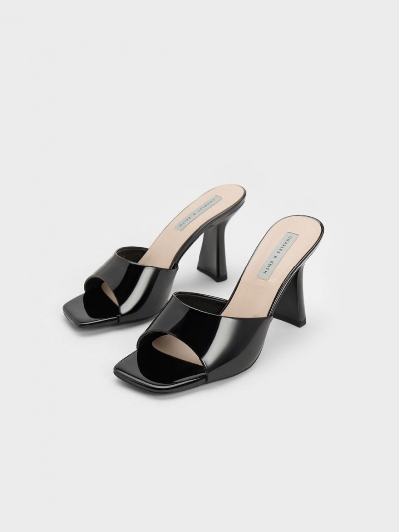 Mules Charles & Keith Lacuita Square Bombeu Toc Negrii | 372TZDSXA