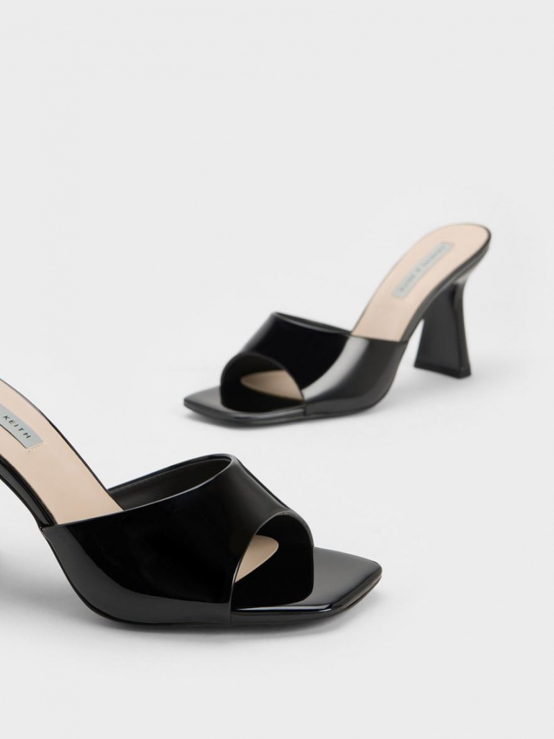 Mules Charles & Keith Lacuita Square Bombeu Toc Negrii | 372TZDSXA