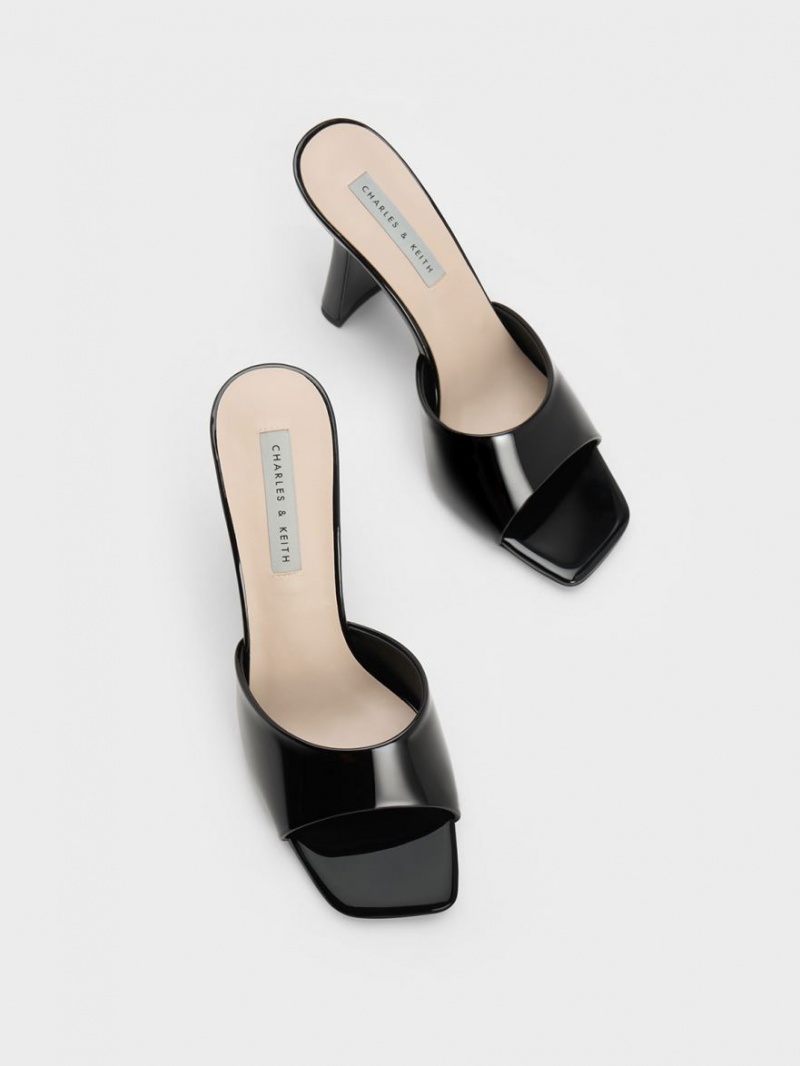 Mules Charles & Keith Lacuita Square Bombeu Toc Negrii | 372TZDSXA