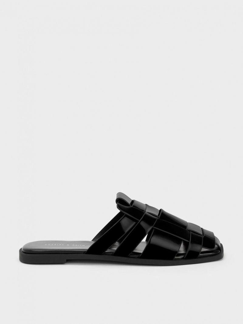 Mules Charles & Keith Lacuita Woven Plati Negrii | 967UGCYQA