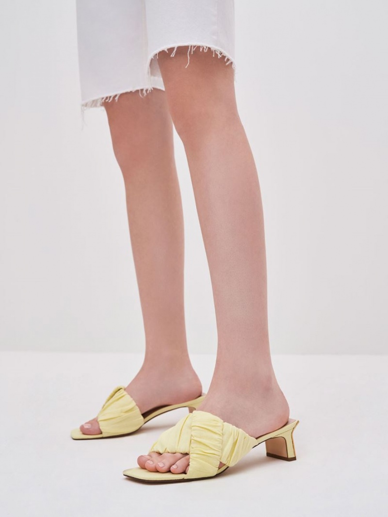 Mules Charles & Keith Linen Asymmetric Ruched Galbeni | 357LAXWHO