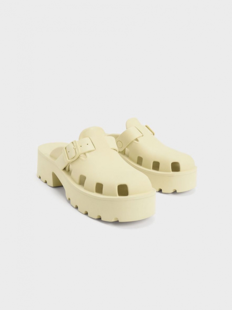 Mules Charles & Keith Mae Buckled Platforma Galbeni | 263VQUORK