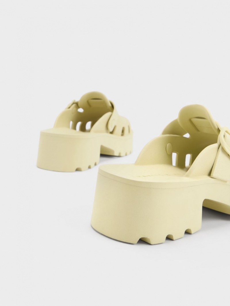 Mules Charles & Keith Mae Buckled Platforma Galbeni | 263VQUORK