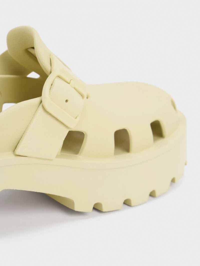 Mules Charles & Keith Mae Buckled Platforma Galbeni | 263VQUORK