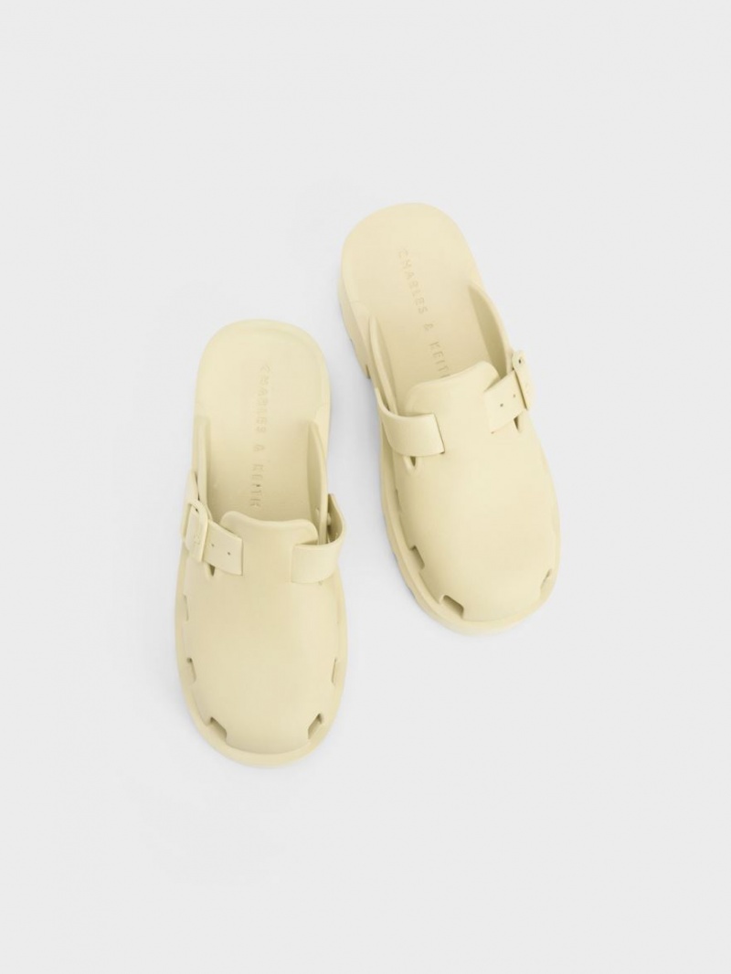 Mules Charles & Keith Mae Buckled Platforma Galbeni | 263VQUORK