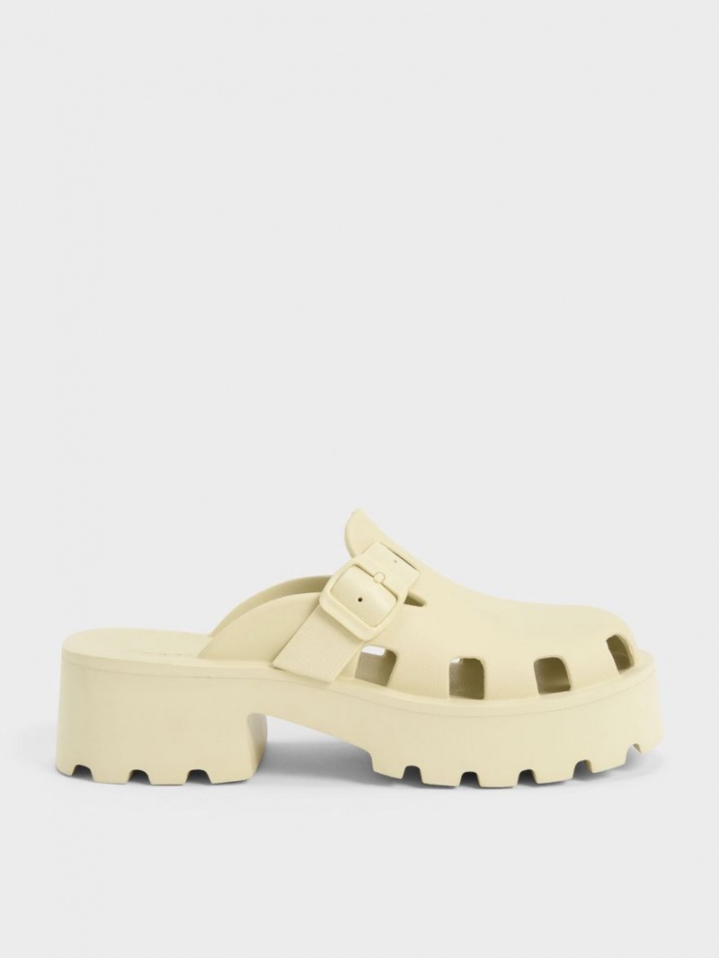 Mules Charles & Keith Mae Buckled Platforma Galbeni | 263VQUORK
