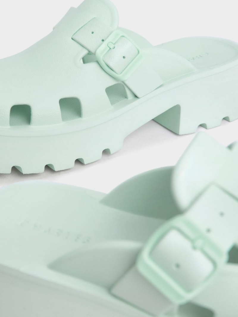 Mules Charles & Keith Mae Buckled Platforma Verde Menta | 054GAEUMQ