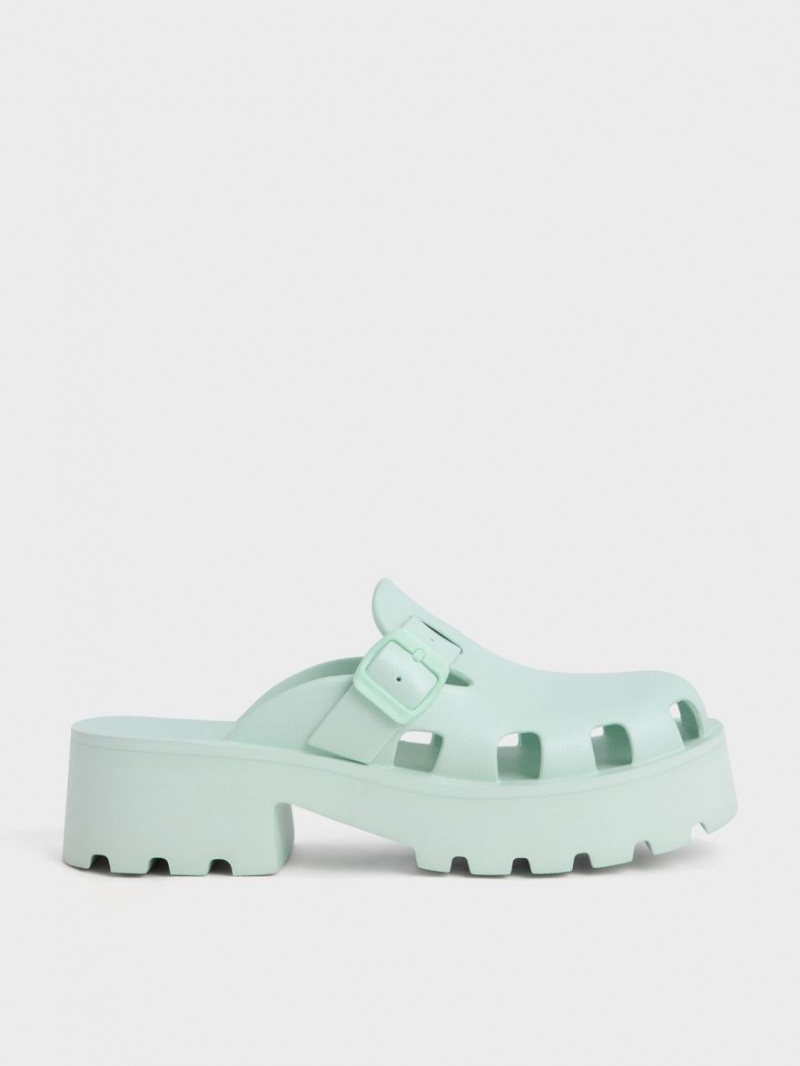 Mules Charles & Keith Mae Buckled Platforma Verde Menta | 054GAEUMQ