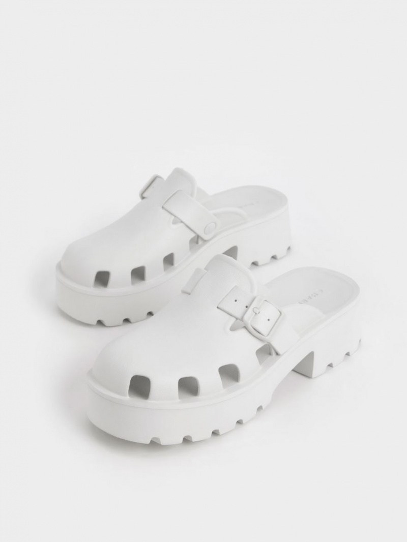 Mules Charles & Keith Mae Buckled Platforma Albi | 365XTMOKU