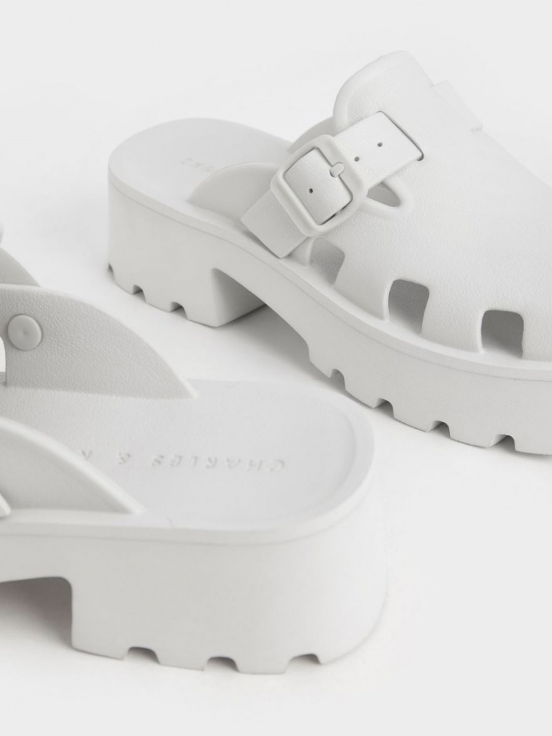 Mules Charles & Keith Mae Buckled Platforma Albi | 365XTMOKU