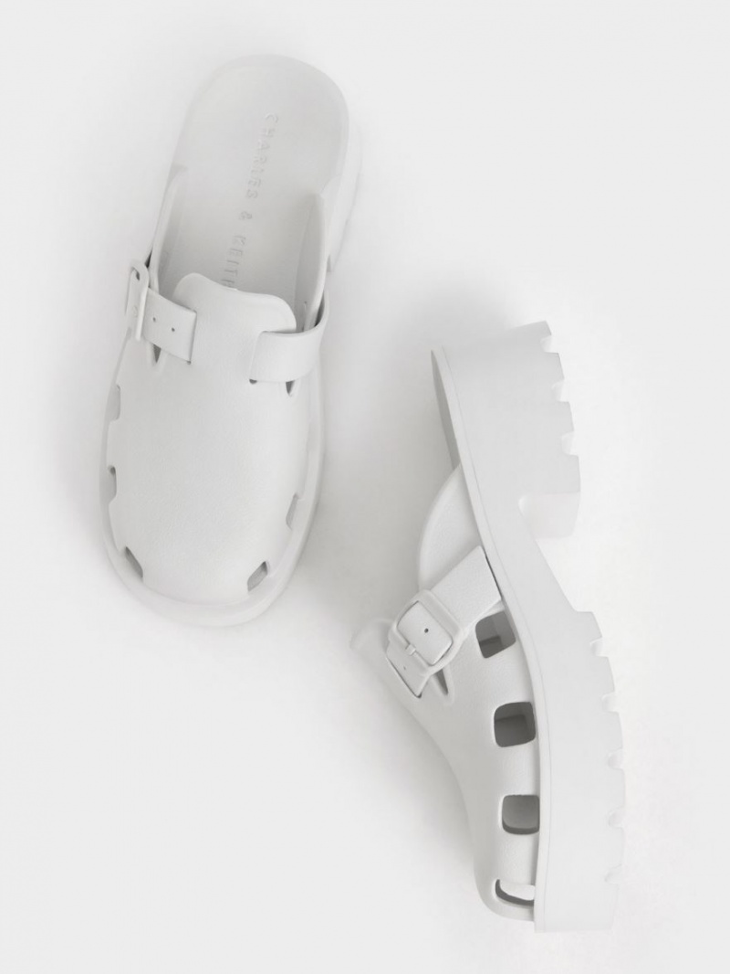 Mules Charles & Keith Mae Buckled Platforma Albi | 365XTMOKU